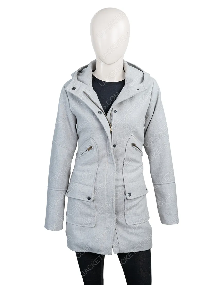 Knives Out Ana de Armas Coat - Marta Cabrera Grey Woolen Coat